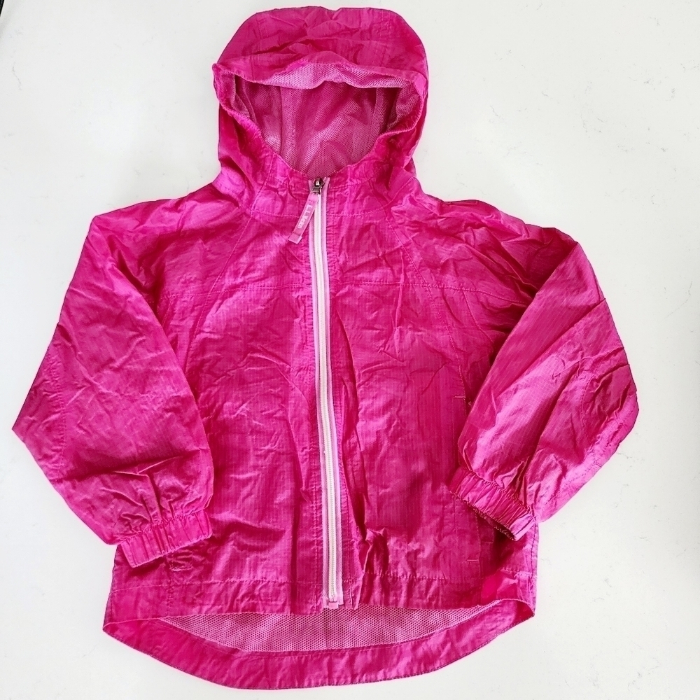 L.L. Bean Pink Hooded Windbreaker Lined Jacket Girl's Size 4 Casual Outdoors EUC